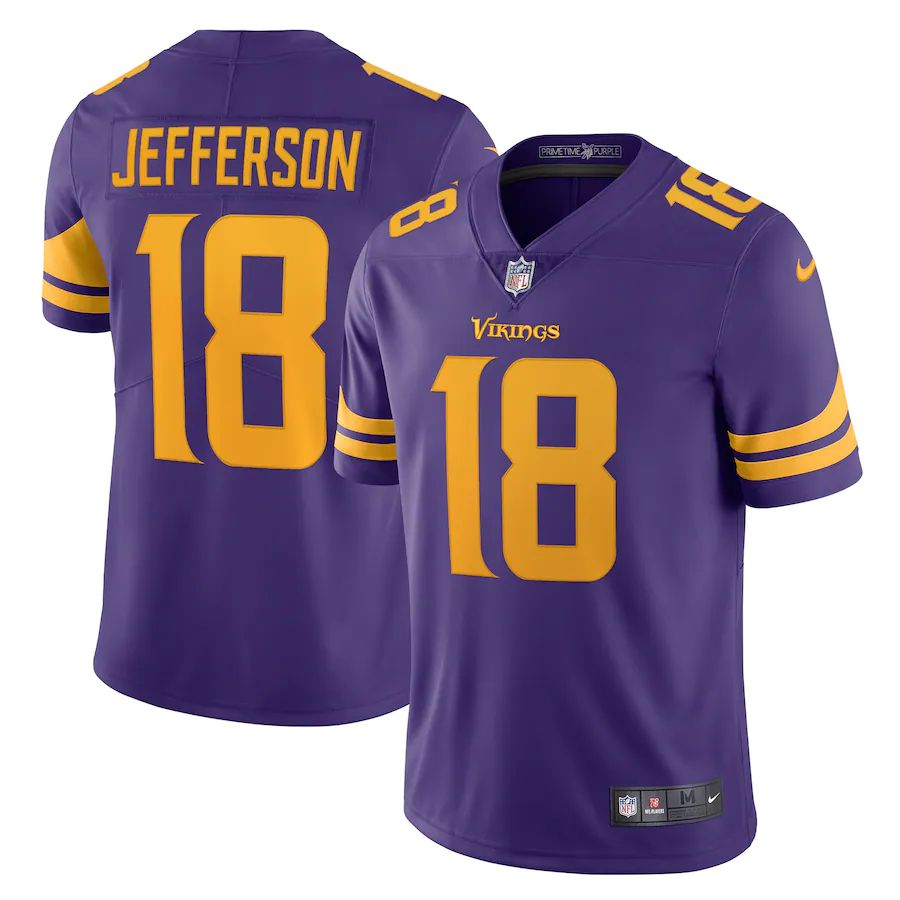 Men Minnesota Vikings 18 Justin Jefferson Nike Purple Alternate Vapor Limited NFL Jersey
